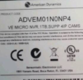 American Dynamics Advem01n0np4 Videoedge Micro Nvr 4tb 8 Poe Ports