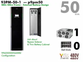 9pa05d0005h20r2 Eaton Rebuilt 93pm Ups 50kw 480v 93pm-50-1 Frame Nobatts 3phase 50kva #tested