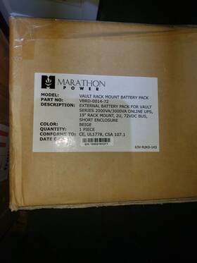 Marathon Power Vbrd-0014-72 Vault Rack Mount Battery Pack External
