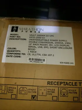 Vrtd-2000-02 Marathon Power Vault Ups Uninterrupted Supply 2000rm 2u