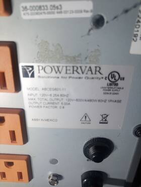 Powervar Abceg601-11 Ametek Power Supply Ups Battery Backup Parts Only / As Is