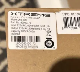 90000776 Xtreme Power Conversion J60-600 600va / 360w 120v Lithium Ion Ups