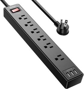 Yintar Pw-919 6ft Power Strip Surge Protector - Extension Cord With 6 Ac Outlets And 3