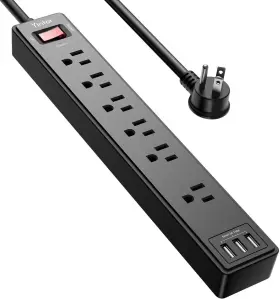 Pw-919 Yintar 6ft Power Strip Surge Protector - Extension Cord With 6 Ac Outlets And 3