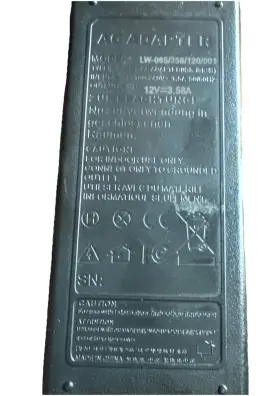 Lw-065 Zur Beachtung Ac Adapter By Model Lw-065/358/120/001 12v 3.58a