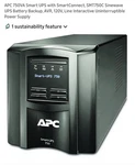 Apc Smart-ups SMT750C 750VA 500W Battery Backup Avr 120V Desktop Open. Price: $199.99.