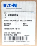 Eaton Cutler Hammer JGS3250NN Pole Amp Type J250-S Circuit Breaker Frame New. Price: $475.00.