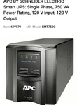 Apc Smart Ups SMT750C / New. Price: $450.00.