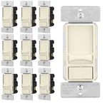10 Pack, Eaton 300W Led Slide Dimmer Switch 3-WAY, Light Almond Cream SUL06P-LA New. Price: $55.99.